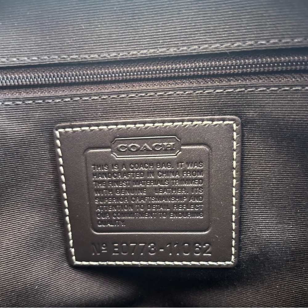 COACH 11063 Hamptons Signature Brown Leather & Logo Jacquard Satchel. - Picture 5 of 8